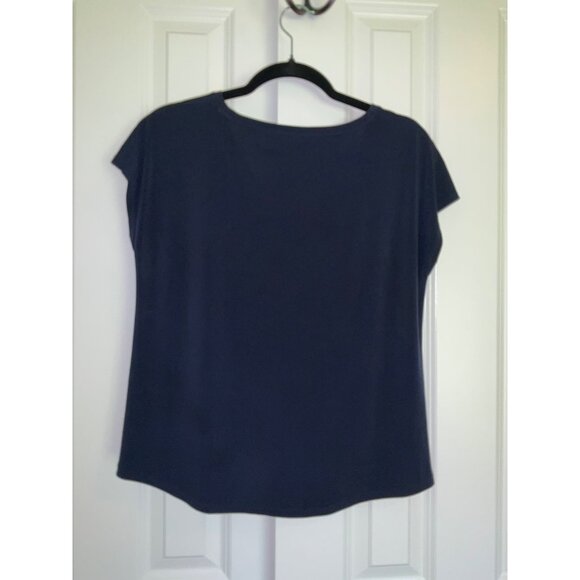Chico's Scoop neck Navy Blue Classic Short Sleeve Top, Size 1 Medium by Chico's - Picture 4 of 6